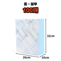 마스 체크 무늬 컬러 쇼핑백 10개 25개 50개 100개 이쁜 답례 쇼핑백 옷가게 종이백 생일 선물 포장 가방 단체 선물 포장 세로 쇼핑백 어린이집 생일 구디백 화장품 쇼핑백, 중 - 블루