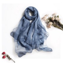 깃털자수 겨울 빅사각 실크 여성스카프