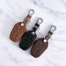 리미트 1+1 쌍용 5버튼 천연 소가죽 스마트 키케이스, 블랙_카멜