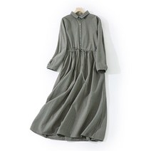 휴양지원피스 엄마돌원피스 돌맘드레스 여성을 위한 코튼 린넨 빈티지 격자 무늬 드레스 2022 봄 가을 캐주