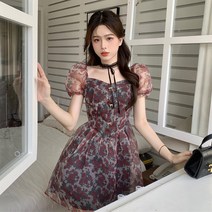 LONGKANG 퍼프소매 원피스 여름여성