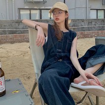 KORELAN 데님 점프 슈트 여성 얇은 어 버전 느슨한 하이 웨이스트 슬림 점프 슈트 스트레이트 루즈 와이드 레그 팬츠