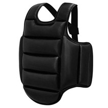 태권도호구 보호대 Karate Uniform Chest Guard Belt Vest MMA Kick Boxing Body Protector Martial Arts W, 02 Black