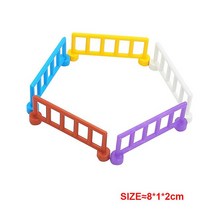 롱브릭타일 접착식파벽돌 파벽돌 대형 빌딩 블록 조립 액세서리 DIY 지붕 벽 난간 집 도시 농장 놀이터, 54 5pcs Colorful Fence