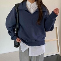 옷자락 여자 카라넥 프레피룩 시보리 면티 무지 맨투맨