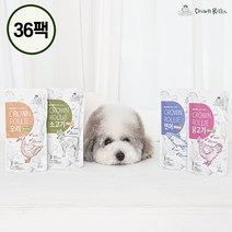 [크라운롤리] 강아지화식 유기농 습식사료 전연령 버라이어티팩 36팩 3.6kg 상온보관, 연어 18개+소고기 18개