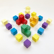 꿈키수 컬러 쌓기나무 28pcs 원목 블록 2cm