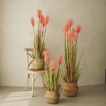 플라우스302 핑크뮬리 팜파스 조화 갈대 화분 조화 3colors, 130cm, 핑크, 1개