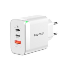 로코렌 GaN 65W 미니 3포트 PD3.0 PPS QC4.0 초고속 C타입 노트북 충전기 PD65W 멀티 충전기 어댑터 Rocoren, 하얀색, 1개