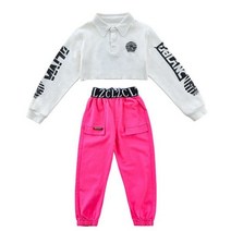 힙합 걸스 자르기 탑 핑크 조깅 스 키즈 운동복 스트리트 댄스화물 바지 Streetwear 의류 세트 아동 재즈 무대 의상
