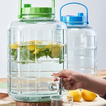 숨쉬는 유리병 디스펜서 매실병 효소병 담금주병 과실주병, 1개, 10L