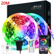 간접 조명 RGB LED바 (2835 사이즈 2-20m) 컴퓨터 PC방 백 라이트 리모컨 줄조명 LED 스트립 색상 인테리어 무드등 붙이는 크리스마스 조명 장식 간접 줄조명, RGB 20m × 1개