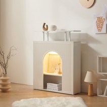 [에타홈] 아치 벽난로 콘솔 장식장 LED 선반 수납장 2colors, 화이트