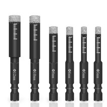 6pc 화강암 세라믹 대리석 타일 스톤 유리 유리 재료에 대한 6pc 블랙 드라이 다이아몬드 드릴 비트 5/6/8/10/12mm