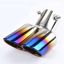 자동차 소리박 마후라 엑티브사운드 흡기 가변배기 유니버설 62mm 곡선 더블 콘센트 배기 트림 머플러 파이프 테일 스테인레스 스틸 인터페이스 장식 크롬 테일 파이프, 실버 블랙