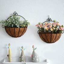 코코넛 인테리어 반달 철제 분갈이 벽걸이 행잉 화분, 2-코코넛화분-30CM