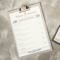 런메이크 고급 클립보드 메뉴판, A4세로형-라이트그레이 3개(받침대 3개 포함)