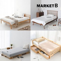 마켓비 원목침대 프레임 매트리스 슈퍼싱글 소나무 자작나무 갈비살 MK0010, VESTBY-단색/매트리스