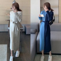 [일상도감] 반반컬러 골지 니트 원피스