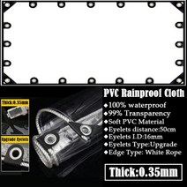 비닐천막 투명 테라스 그늘막 정원 퍼걸라용 두꺼운 PVC 타포린 0.35MM/0.55MM 다육 식물 창고 레인 커버 발코니 문 창 방수 천, 2.8x3.8m, 0.35mmUpgrade Eyelet