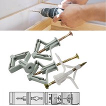 앙카볼트 셀프 드릴링 나사 커튼 석고 보드가있는 100pcs 플라스틱 앵커 키트 중공 벽 파이프 플러그 확장 앵커 액세서리 105, 나비형 100pcs