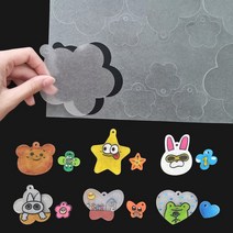 펀칭 슈링클종이 도안 열쇠고리 키링 만들기 뜯어쓰는 마술종이 매직페이퍼, 별 1매