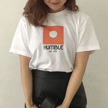 험블스튜디오 홀 로고 프린팅 레터링 커플 반팔티 화이트 반팔 티셔츠