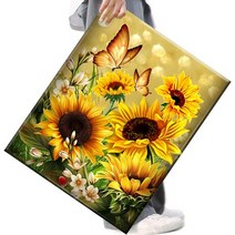 FASEN 액자 캔버스형보석십자수 DIY세트 라운드 비즈 40 X 50cm, FSE66.병속의해바라기