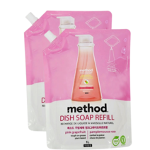 댕Ol몰 LG 메소드 친환경 주방세제 봉지 리필형 1000ml 핑크그레이프푸르트향, 2개