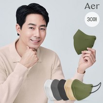 [aer] NEW아에르 KF94 피크V 겨울용 4겹 마스크 30매(S/M/L), 단품, 색상:블랙|사이즈:S