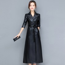 여성 패션 슬림 인조가죽 롱 트렌치코트 하늘비즈 C31 T806W600
