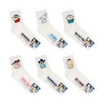 KISS SOCKS 여자중목 패션 라이센스 캐릭터양말 짱구시리즈 빅캐릭 6종 색상선택