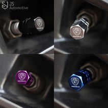JS automotive 모하비더마스터 차량 타이어 에어캡 밸브캡 주입구마개 로고각인 커버 포인트 장식 실외 드레스업, B육각-레드(4p)