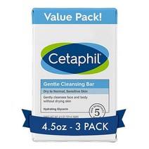 CETAPHIL 젠틀 클렌징바 4.5 oz 6개 건성 민감성 용 영양 공급 논코메도제닉, 3팩
