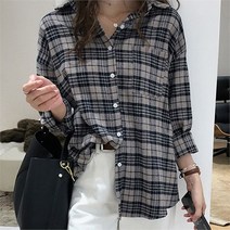 셀러허브 여성패션 [오노마] ONM 가을 내추럴룩 코디 여성 꾸안꾸룩 체크 무늬 셔츠