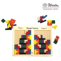 동시에 2인 놀이 테트리스 블록게임 아기원목교구 유아완구 5세블럭 나무장난감 블럭
