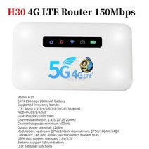 lte 라우터 휴대용 포켓 LTE 와이파이 4G 5G 리피터 150Mbps 차량 코티지 모바일 무선 핫스팟 SIM 카드 무제한 인터넷, CHINA_4G 2600mAh, 2.4G 2600mAh
