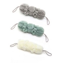 아그노 스트립 롱 샤워볼 3개입, 그레이+그린+화이트