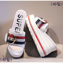 9cm 풀 힐 슬리퍼 새로운 웨지 힐 패션을 착용하여 게으른 샌들을 증가시키는 두꺼운 바닥 굽 높은 굽 여성 신발