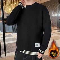 패딩 두께감 라운드넥 스웨터 솔리드 컬러 루즈 니트 실옷