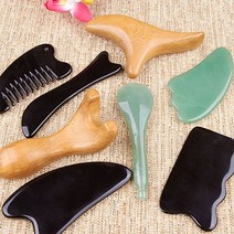 물소뿔 밀랍수지 로즈쿼츠 나무 지압 괄사 마사지 도구, 35)스톤 다용도괄사, 1개