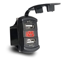 MGI SpeedWare Dual USB Charger with Voltmeter 5V 4.2A Universal Rocker Style (Red) null, 1, Red