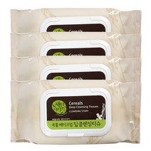 과일나라 세안이야기 곡물 딥 클렌징티슈, 100매, 4팩
