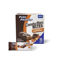 Pure 프로틴 순수 단백질 캔디 바 바이트 초콜릿 아몬드 퍼지 5g 글루텐 프리 저설탕 0.70온스 16팩, Chocolate Peanut Caramel, 16 ct
