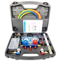 매니폴드 게이지 호스 포함 자동차 에어컨 세트 냉매 도구 R22 R134a R404A R407c, Black
