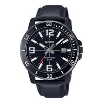 CASIO 카시오 남성 MTP-VD01BL-1B 가죽밴드 손목시계 남성가죽시계