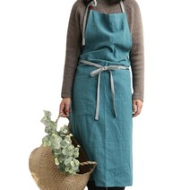 ANKRIC In 일본 린넨 코튼 레이스 업 앞치마 드레스 아트 아트 남성과 여성 작업 앞치마 원피스앞치마, 호남색에 옅은 회색을 배합하다