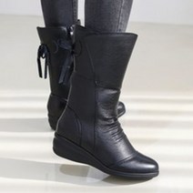 제이슈 소가죽 기모안감 너리 통굽 미들부츠 4.5cm