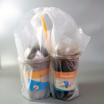 포장랜드 비닐 컵 커피 캐리어 (1구 2구) 200개입, 1개, 1000ml
