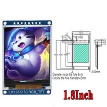 3.3V 1.44 1.8 인치 직렬 128128 128160 65K SPI 풀 컬러 TFT IPS LCD 디스플레이 모듈 보드 교체 OLED ST7, 02 1.8 inch
